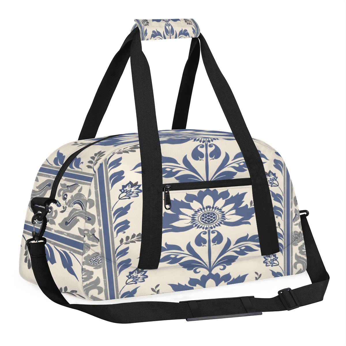 Herdesigns Vintage Flower Sports Duffle Bag for Women & Men, Floral Gym Bag Dance Bag Overnight Bag Carry On Weekender Travel Bag