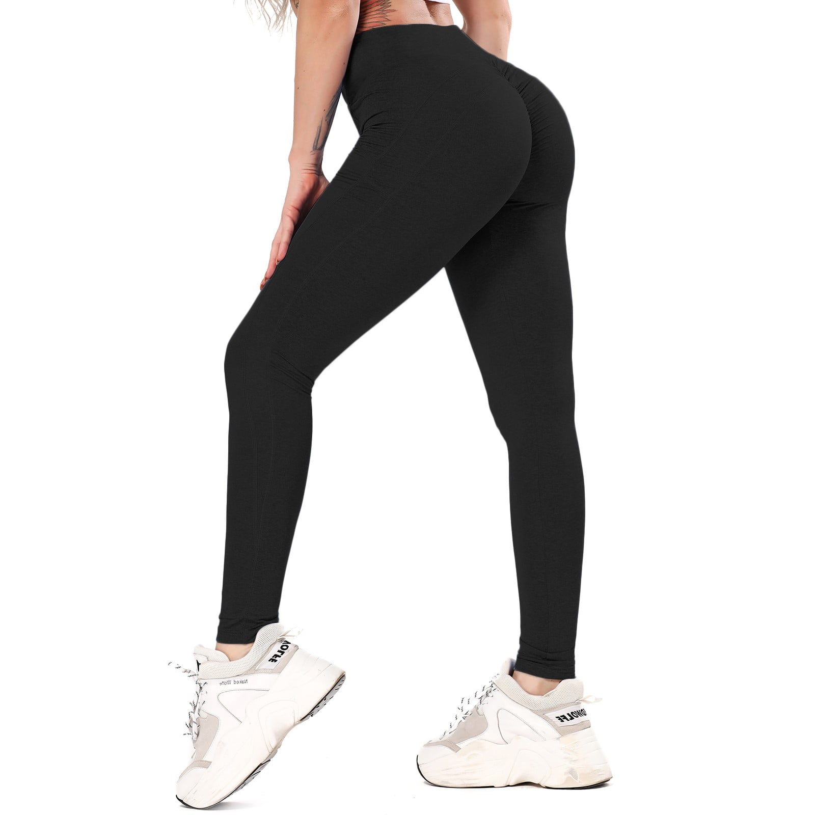 FITTOO Women Back Ruched Legging Butt Lift Yoga Pants Hip Push Up ...