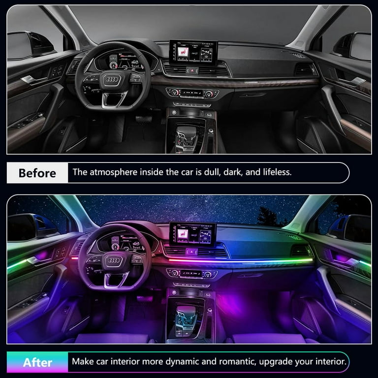 Interior Car Lights GP27 LED Dreamcolor Acrylic Wireless APP Control Ambient  Lighting Strip Kit 18 in 1 RGB 16 Million Colors Auto Atmosphere Neon Light  Music Voice Sync Lamp Bar Trim Universal 