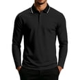 thumbnail image 3 of Josdec Men's Color Block Long Sleeve Top, Turndown Collar Contrast Piping Casual Base Shirt for Daily Layering S‑XXL, 3 of 8