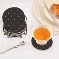 thumbnail image 5 of Haosy Set of 6 Drink Woven Coaster with Holder Heat Resistant Non-Slip Bar Coasters 4 Inches Soft Pink Star Flower, 5 of 7