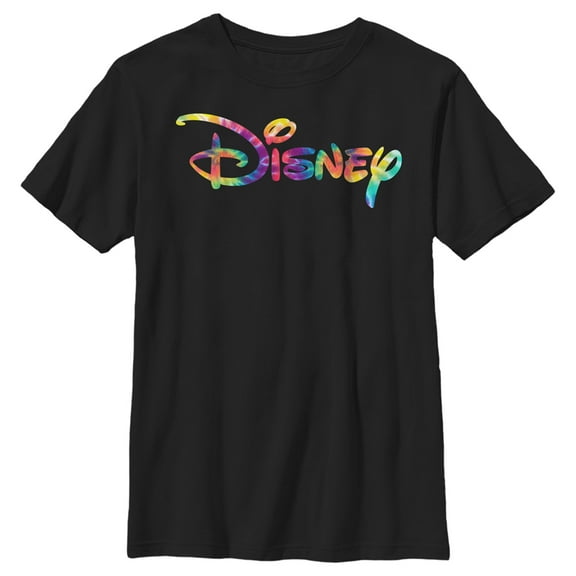 Boy's Disney Tie-Dye Logo  Graphic Tee Black X Small