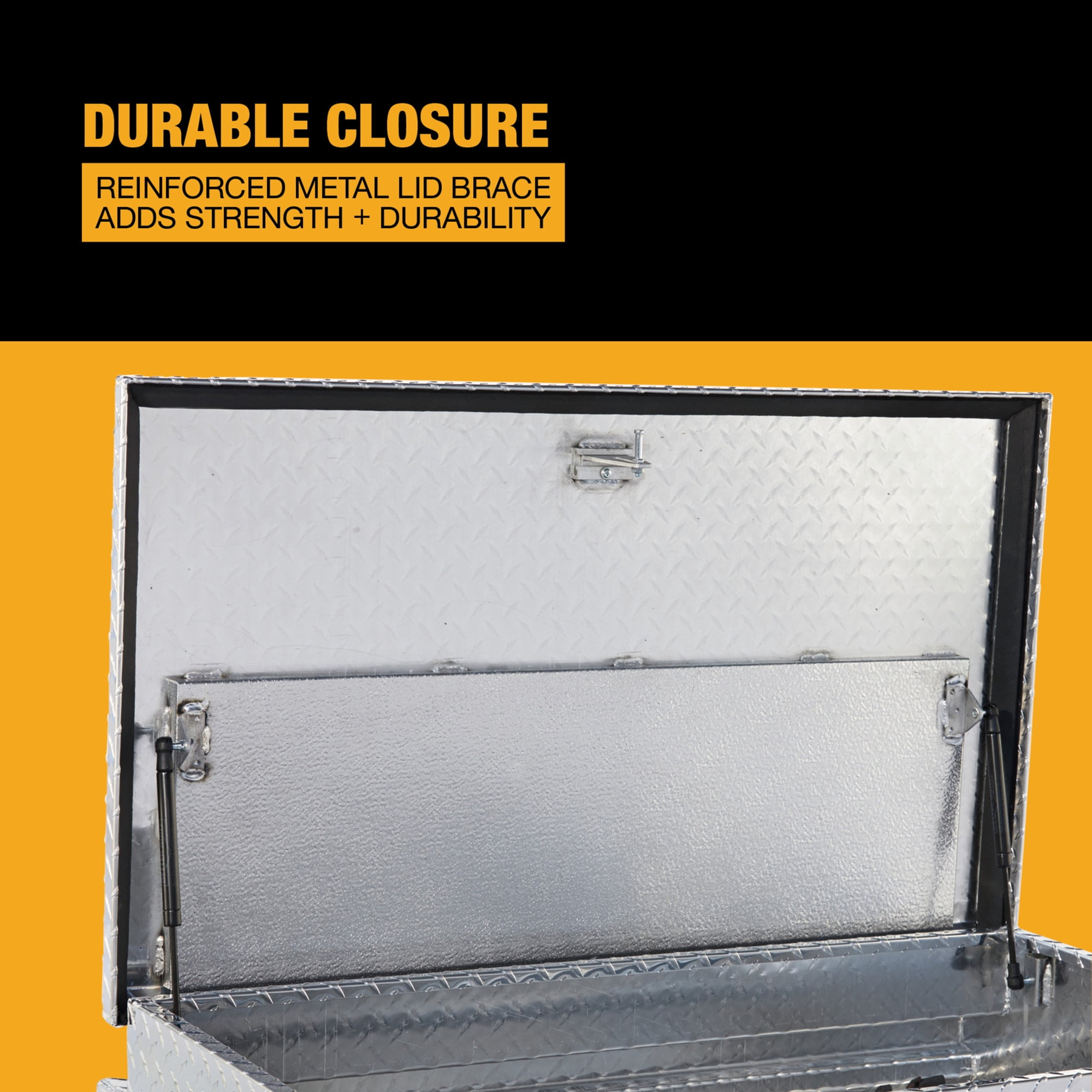 Northern Tool + Equipment Wide Truck Toolbox, 36in.L x 24in.W x 18in.H, Aluminum, Diamond Plate, Pull Handle Latch