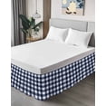 thumbnail image 4 of Navy Blue Check Wrap Around Bed Skirts for King Bed 16" Drop, Bed Skirt with Adjustable Elastic Belt Dust Ruffle Bed Valance for Bedroom Hotel Luxury Farmhouse Buffalo Plaid Blue Bed Frame Cover, 4 of 7
