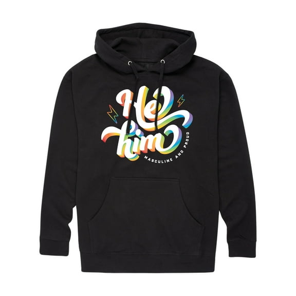 Instant Message - He Him Pronouns - Men's Pullover Hooded Fleece Sweatshirt