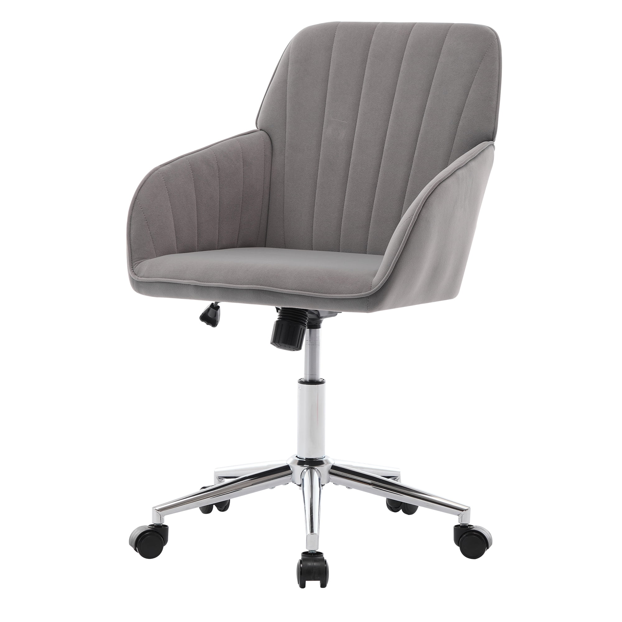 Ergonomic Office Chair with Adjustable Height，Velvet Swivel Desk Chair with Lumbar Support and Memory Foam Seat，Gray Home Office Chair for Long Sitting Comfort