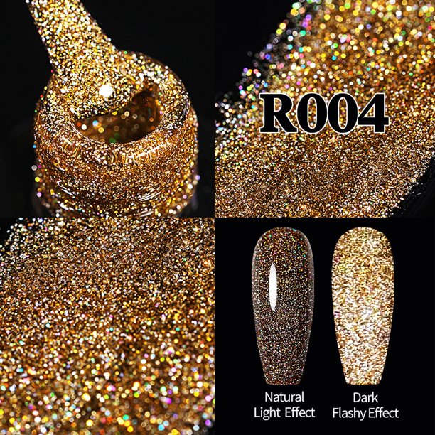 UR SUGAR 7.5ml Reflective Gel Polish Winter Chirstmas Golden Glitter Soak Off Semi Permanent UV LED Varnish Gel Nail Art Polish zhangyuxiang LED