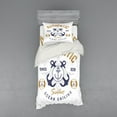 thumbnail image 2 of Ambesonne Nautical Bedding Set 4 Pcs, Lifeboy Rudder Captain, Queen, Pale Brown Blue White, 2 of 3