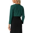 thumbnail image 3 of INSPIRE CHIC Women's Top Elegant Crop Cardigan Long Sleeve Floral Lace Panel Knit Shrug Top M Dark Green, 3 of 5