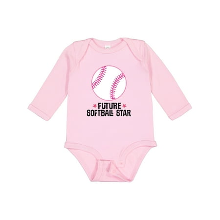 

Inktastic Future Softball Star Sports Girls Long Sleeve Baby Bodysuit