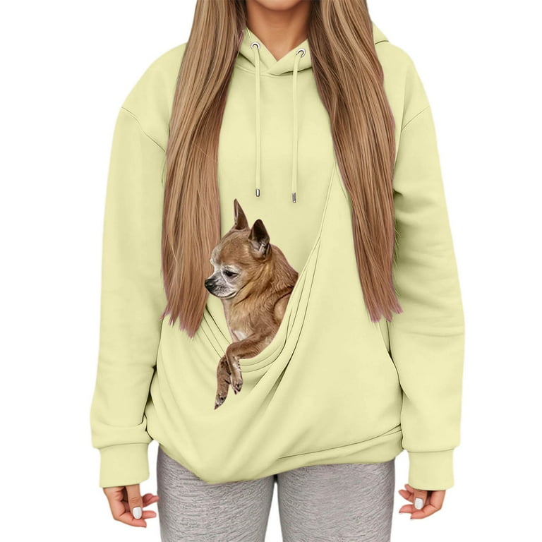 Cat Pouch Hoodie for Women Kangaroo Pocket Dog Pouch Sweatshirts
