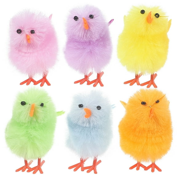 Jiyike 6pcs Easter Chicks Small Fluffy Chicken Plush Chicken Decorations Easter Chicken Decorations