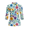 thumbnail image 3 of Uorisanigo Colorful Flower Women's Golf Top Comfortable Polyester Spandex Fabric Moisture Wicking Casual Tennis Activewear Fashion Quarter Zip Workout Sports Outing Wear Size S, 3 of 7