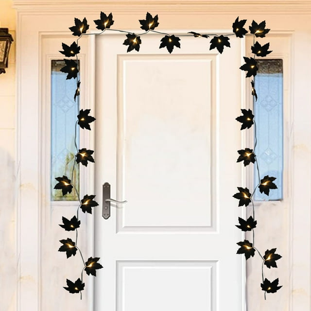 Antqov Halloween Decorations Lighted Fall Garland Total 20Ft 50 LED, Fall Decorations Halloween Thanksgiving Decor Maple Leaves String Lights for Indoor Room, Halloween Party Decorations