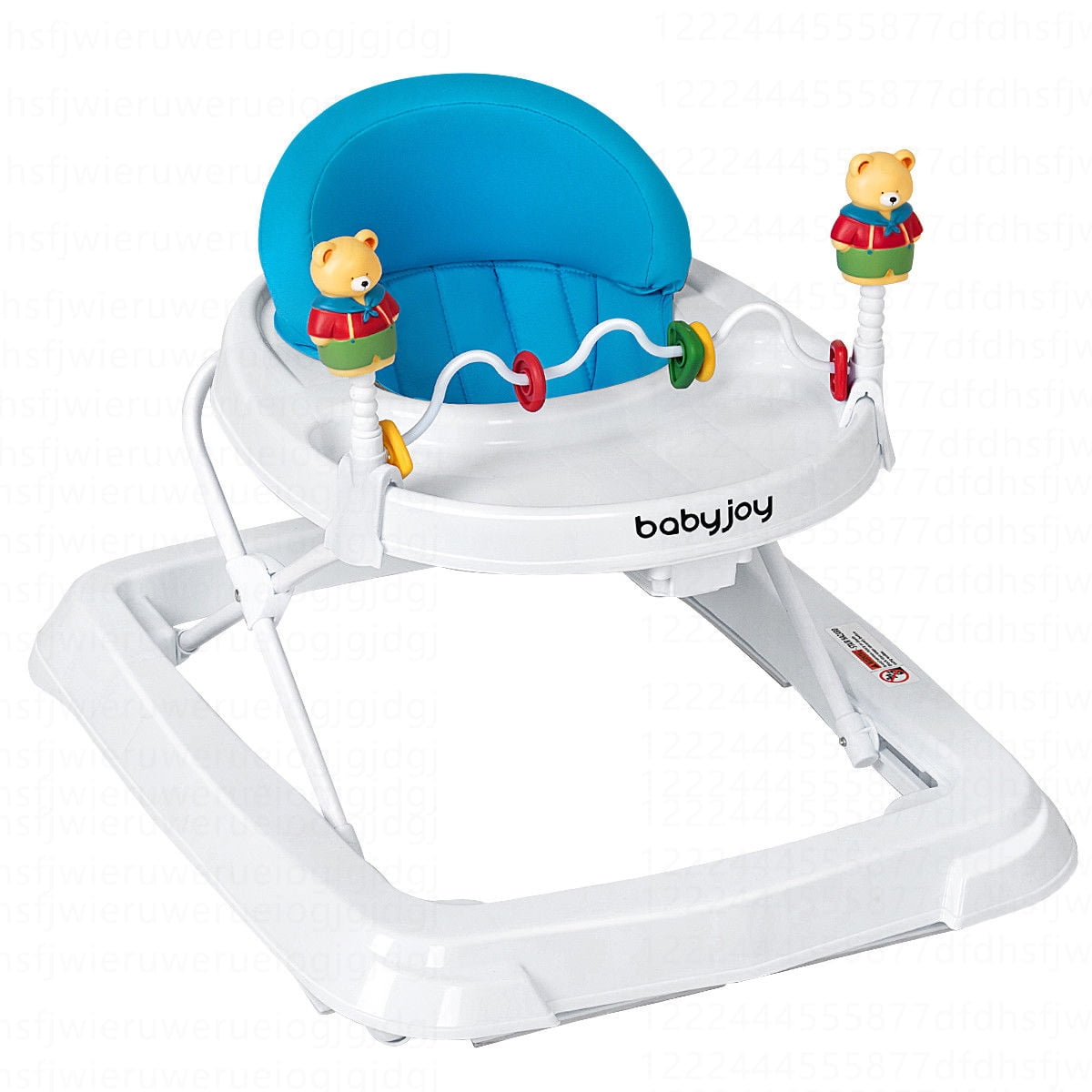 Costway Baby Walker Adjustable Height Removable Toy Wheels Folding Portable Blue