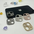 thumbnail image 4 of 2 Pack Camera Lens Cover Protector Compatible with iPhone 13 pro/iPhone 13 pro max Bling Glitter Metal Diamond Camera Lens Cover Sticker Protector (Silver+Rose Gold), 4 of 5