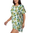thumbnail image 2 of Fuzoiu Avocado Sleeping Print Women's Short-Sleeved Pajama Set,Lounge Sleepwear Set,Womens Pajama Sets 2 Piece,Button-Up Top and Shorts with Pockets-Medium, 2 of 7