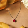 thumbnail image 2 of JeenMata Elegante Collar con Colgante Deslizante Solitario con Forma de Pera de 1,5 TCW con Rubí, Piedra Natal de Julio, Chapado en Oro Blanco, 2 of 5