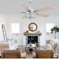 thumbnail image 3 of Bella Depot 52" Modern Silver Crystal Ceiling Fan 6-Speed Reversible with Light and Remote Control, 3 of 11