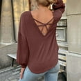 thumbnail image 3 of BLVB Womens Long Sleeve Tops Dressy Casual Spring Fall Crewneck Knit Blouses Back Cutout Shirts Pullover Fashion Red, 3 of 6