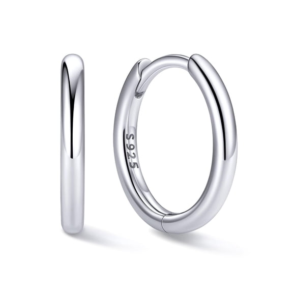 ChicSilver Huggie Earrings for Women 10MM White Gold Plated Hoop Earrings for Women Hypoallergenic Earrings