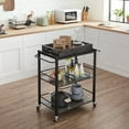 thumbnail image 3 of ZXNYH Industrial Bar Cart for The Home, Serving Cart with Wheels and Handle, 3-Tier Beverage Cart with Removable Tray and Storage Shelves for Living Room Kitchen, Greige and Black, 3 of 5