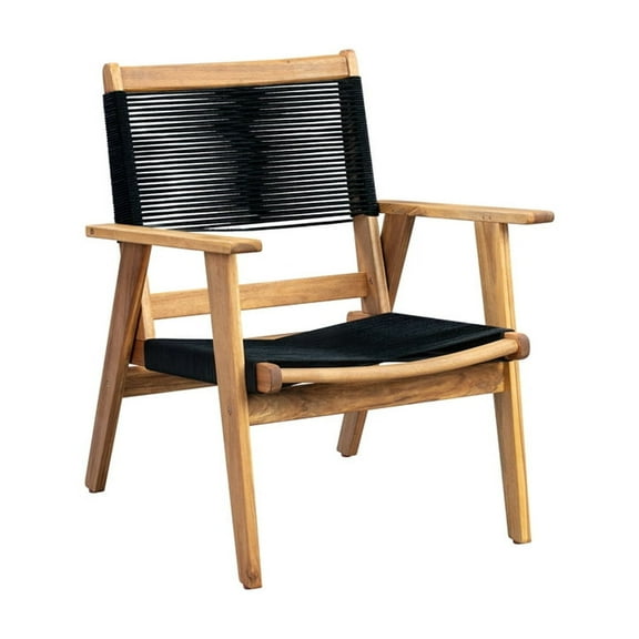 Solid Wood Sofa Chair - Stylish Cordage Seat - Indoor Outdoor Use - Warm Tones - Low Maintenance