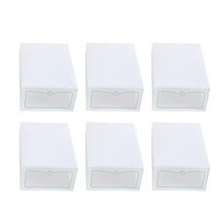 6pcs Thicken Shoes Box Transparent Stackable Shoes Storage Box Plastic Shoe Container - S (White)