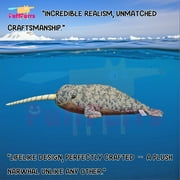 PuffPurrs Lifelike Narwhal Plush Toy, Realistic Monodon monoceros Teddy Stuffed Animal, Arctic Whale Unique Toy Gift, 15 Inch