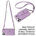 thumbnail image 3 of ELEHOLD Crossbody Wallet Case for iPhone 15 Pro Max PU Leather Double Buttons Shockproof Flip Cover with Detachable Shoulder Strap Card Slots Kickstand,Purple, 3 of 9