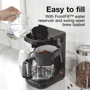 Proctor Silex Front Fill 12-Cup Programmable Drip Coffee Maker Machine with Glass Coffee Pot, Cafetera, Black
