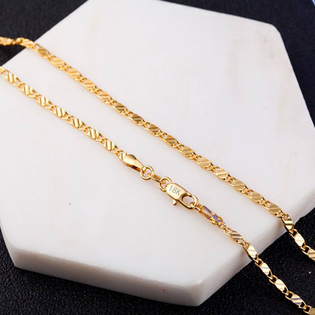 Collier Chaîne Plate Plaqué Or - Occasion, Doré, Bijou Minimaliste
