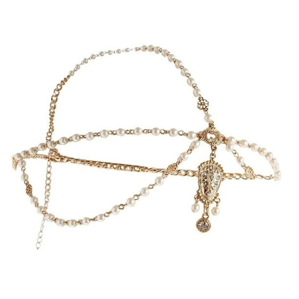 Guardurnaity Diadema de perlas para mujer, ceremonia de compromiso, banquete, estilo gótico, banda ajustable para el cabello, accesorios para la cabeza de Accesorio para el cabello Blanco Guardurnaity AP011530-02