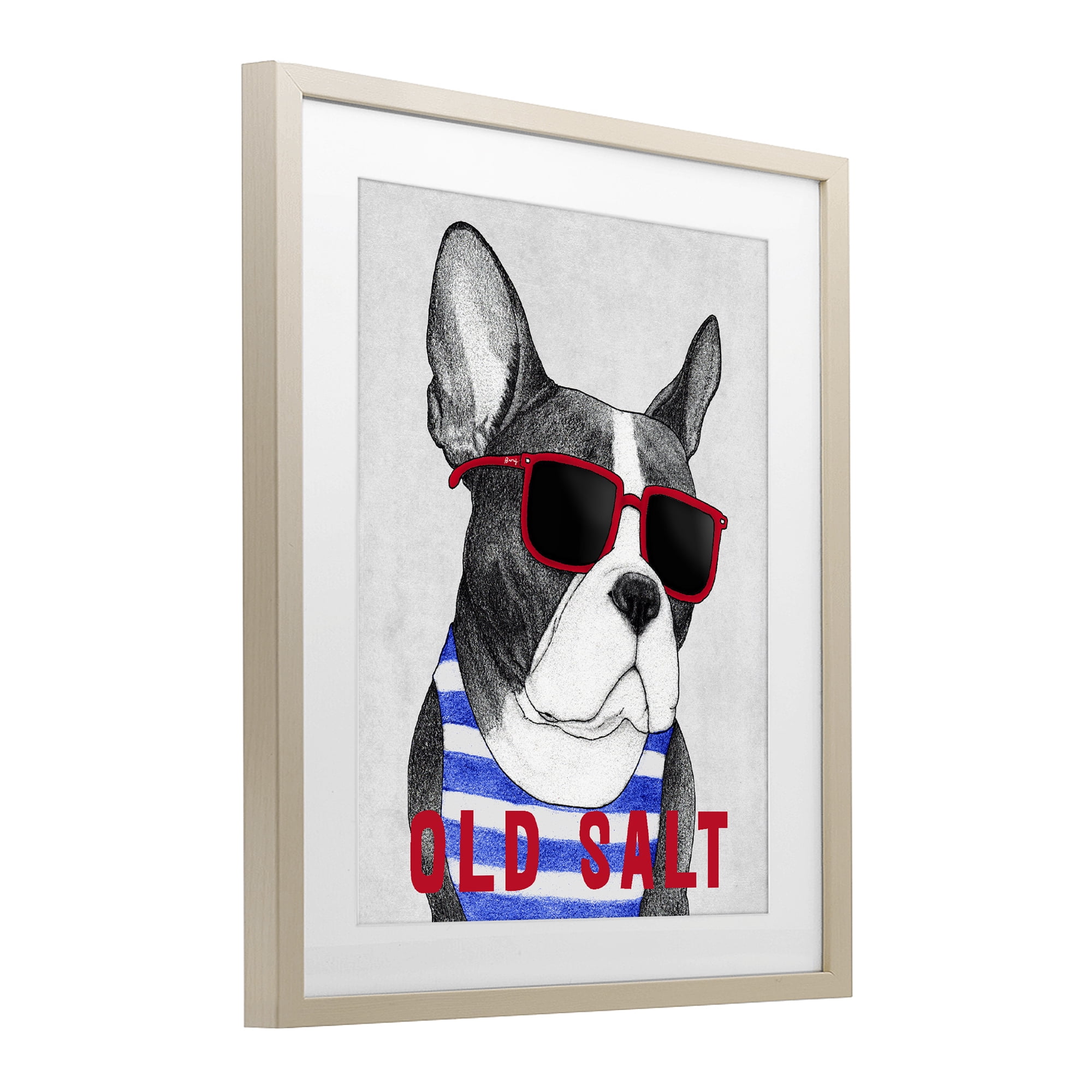 Stupell Industries Old Salt Summer Frenchie Birch Framed Print Under Glass, design by Barruff