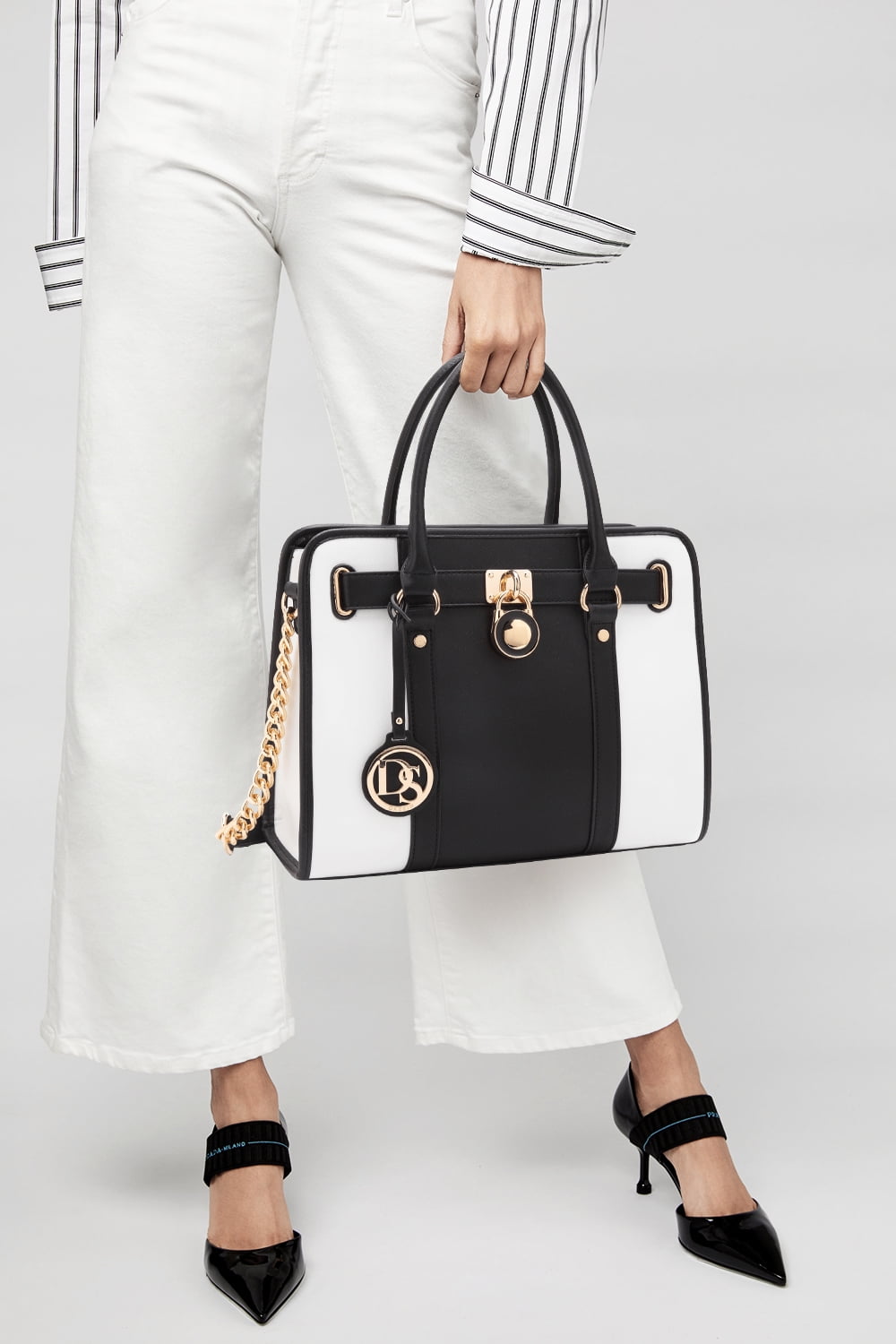 Dasein Women Handbags Purses Two Tone Satchel Bags Top Handle Shoulder Bags Work Tote with Matching Wallet