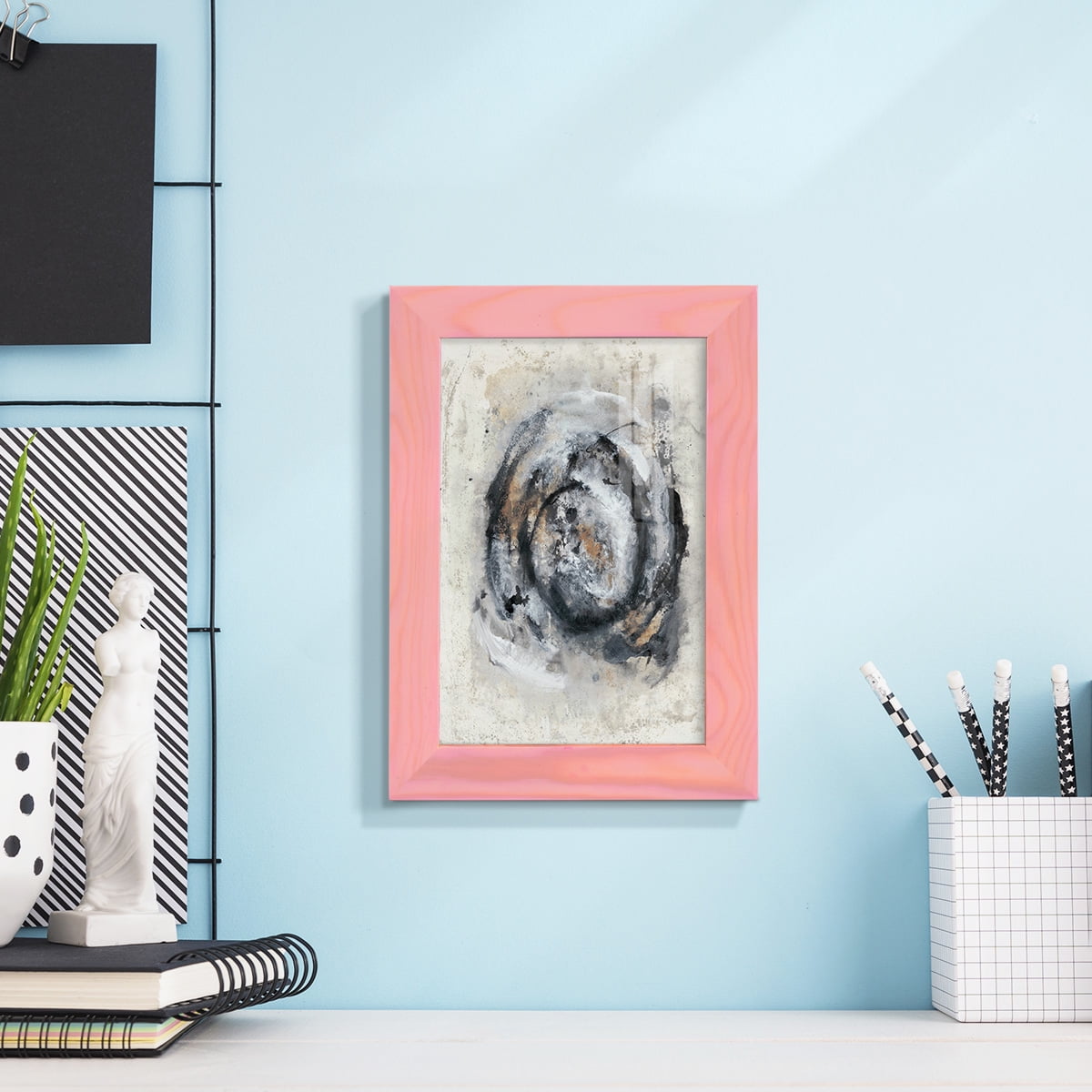 Circular Energy IV -Framed Print w/glass-Sunset Pink