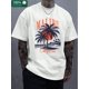 thumbnail image 1 of [Tropical Beach Graphic Tee] 220g Thickened Cotton California Tropical Beach Graphic Print T-shirt - Men's Fashion Casual Short Sleeve Crew Neck, 1 of 6