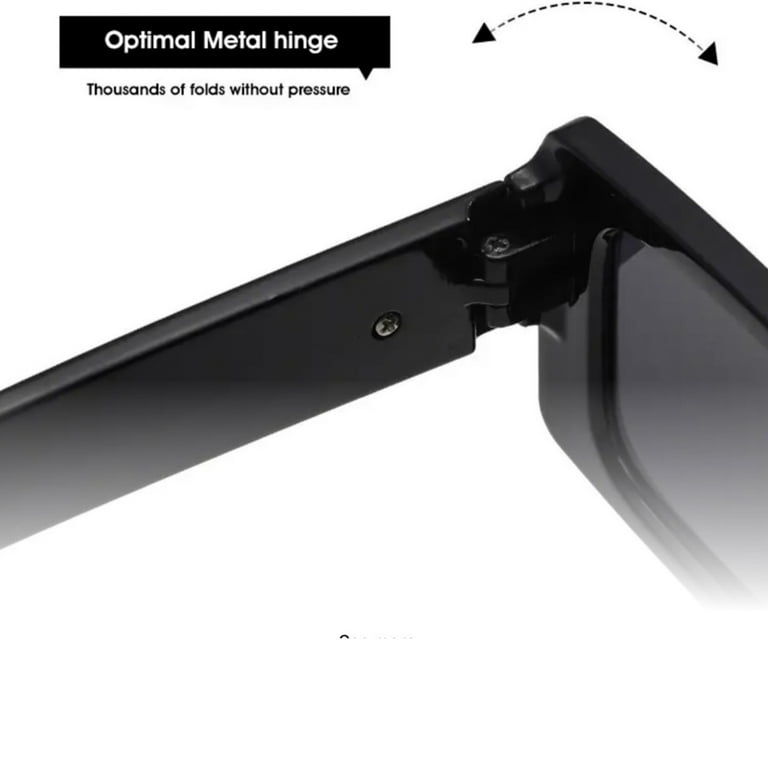 Men's 90's OG Rectangle Narrow Black Sunglasses with Jewel Buckle