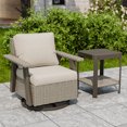 thumbnail image 3 of INTER HUT Serenity Retreat 2 PCS PE Wicker Outdoor Furniture Set, Patio Swivel Rocker Chair & Side Table, Beige, 3 of 10