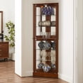thumbnail image 2 of Royard Oaktree 72" Retro Lighted Corner Curio Cabinet with Glass Doors, Shelves, and Mirror Back, 2 of 9