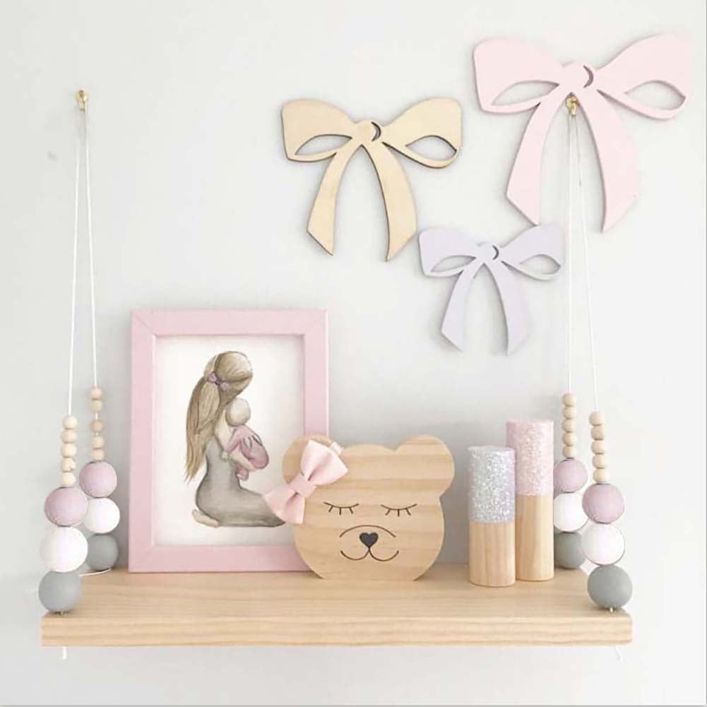 Nordic Style Wooden Bead Wall Hanging Shelf Nursery Kid Bedroom Wooden Decor new 