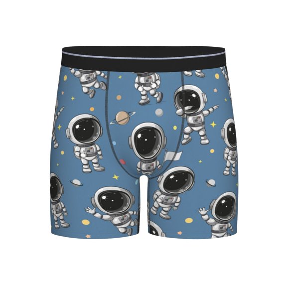 Salouo Astronaut Pattern Men's Boxer Briefs, Soft & Breathable Underwear Elastic Waistband Briefs for Men,1-Pack