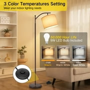 OUTON Iron Modern Standing Lamp, Floor Lamp for Living Room with Foot Switch, Hanging Shade and 4 Color Temperatures 9W Bulb for Bedroom, Study Room, Office