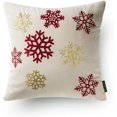 thumbnail image 3 of Phantoscope Merry Christmas Canvas Embroidered Decorative Throw Pillow, Snowman, 18" x 18",Set of 4, 3 of 7