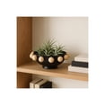 thumbnail image 3 of Contemporary Large Bowl with Wooden Knobs for Coffee Table Decor - Decorative Centerpiece Table Decorations for Home Display - Elegant Kitchen Counter, Key, or Candy Bowl Accent - 5", Black, 3 of 13