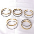 thumbnail image 3 of Woven Stainless Steel Bracelet Open Ended Fashion Bangle Electroplated Durable Round Design Accessory Steel or Gold, 3 of 6