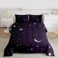 thumbnail image 2 of jejeloiu Kawaii Stars Print Queen Comforter Set,Galaxy Planet Moon Bedding Sets,Purple Silver Bedding Comforter Set For Adults,Ultra Soft Home Decor Reversible,3-Piece, 2 of 8