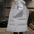 thumbnail image 3 of HOOMEUMY Men's Winter Puffer Jacket Classic Solid Long Sleeve Hooded Drawstring Warm Thick Parka Outerwear Down Coat Gray XL, 3 of 8