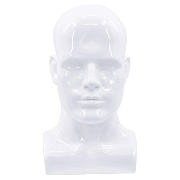 Male Mannequin Professional Manikin for Display Wigs Hats Headphone Mask (White)