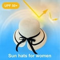 thumbnail image 3 of Harhinhe 56-58cm tiene circunferencia, sombrero de paja con lazo, sombrero de paja de verano para mujer, sombrero para el sol con ala grande, sombrero para el sol dividido, 3 of 5